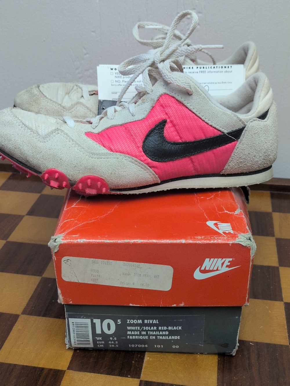 Nike Pink White Black Men's Track Spikes With Box ZOOM RIVAL